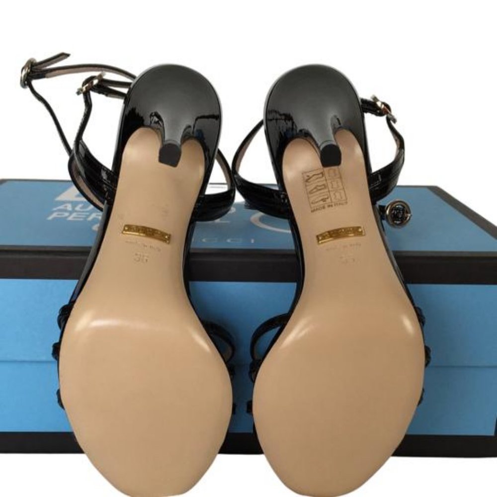 NWT Gucci Women's Leather Vernice Crystal High Heel Sandals Sz 36 - Picture 5 of 7